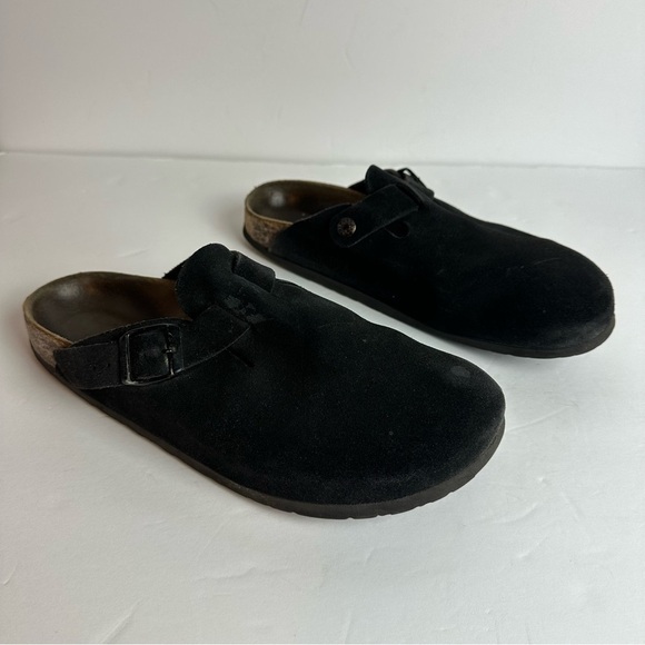 Birkenstock Boston Clogs Women’s Size 11 or Men's 9 EU 42 Black Suede Leather - Picture 1 of 11